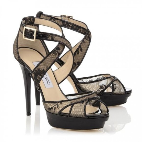 Jimmy Choo Shoes - Jimmy Choo Kuki Black Lace Platform Heels